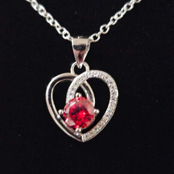 Moissanite Round Heart Necklace - Picture 2 of 2